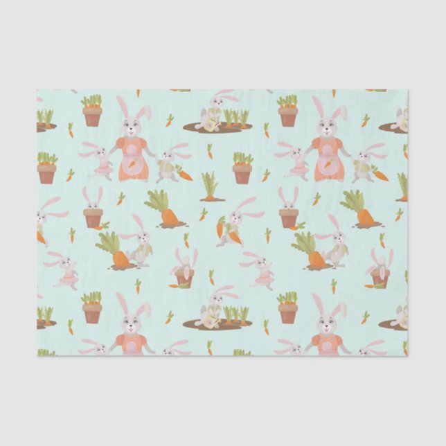 Cute Bunnies and Carrots Tissue Paper (Front)
