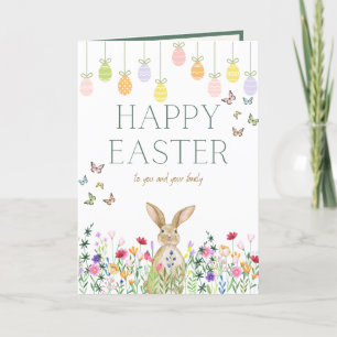 Cute Bunnies and easter eggs Holiday Card