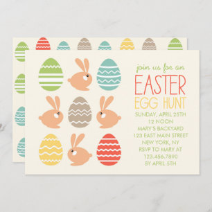 Cute Bunnies and Easter Eggs Party Invitation