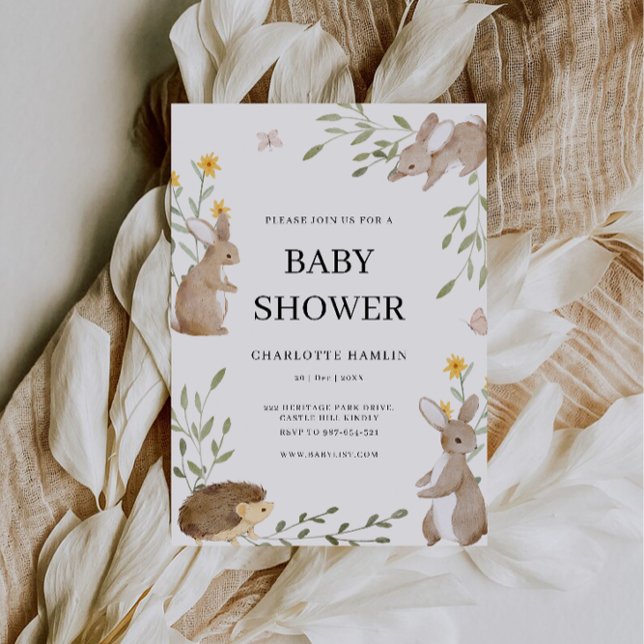Cute Bunnies And Greenery Baby Shower  Invitation (Cute Bunnies And Greenery Baby Shower Invitation)