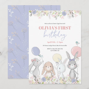 Cute Bunnies Birthday Invitation