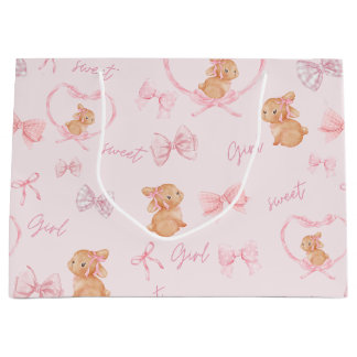Cute Bunnies & Bows pink Gift Bag