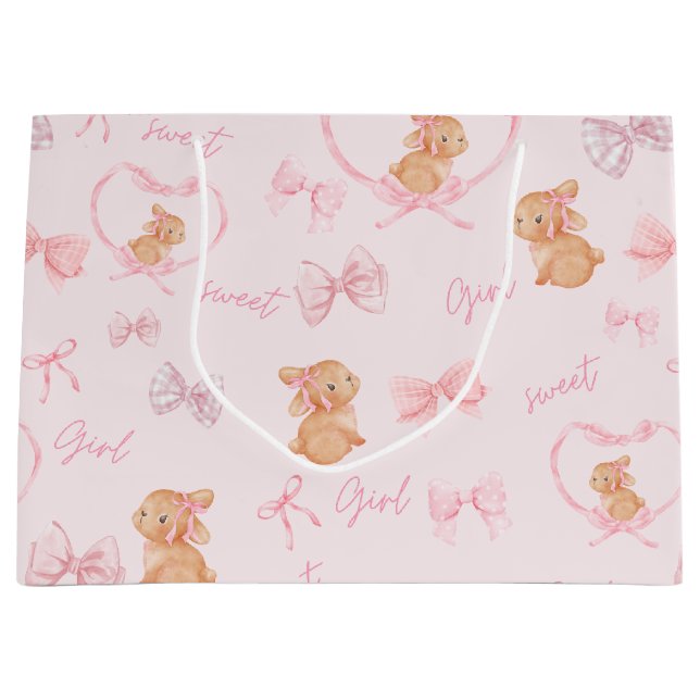 Cute Bunnies & Bows pink Gift Bag (Front)