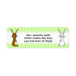 Cute Bunnies Green Stripe Return Address Labels