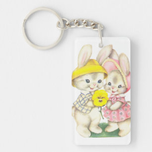 Cute bunnies key ring