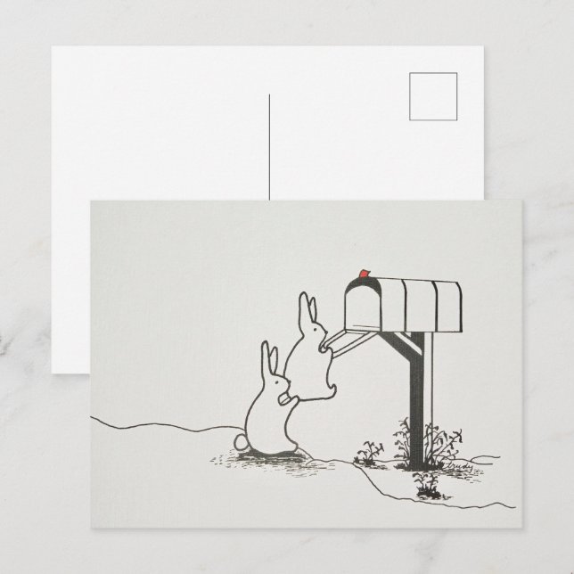 Cute Bunnies Looking for Some Mail Postcard (Front/Back)