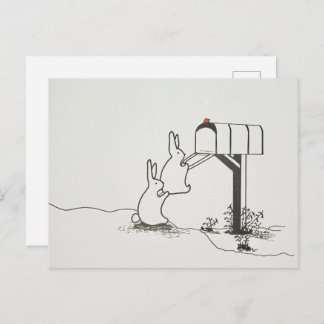 Cute Bunnies Looking for Some Mail Postcard