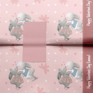 Cute Bunnies on Pink Valentine's Day Pattern Tissue Paper
