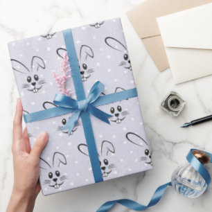 Cute Bunnies On Polka Dots Wrapping Paper