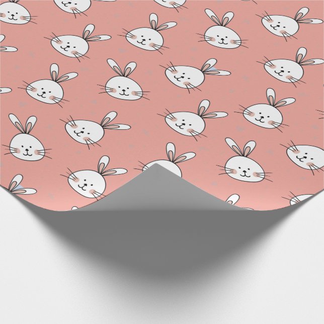Cute Bunnies Pattern on Blush Pink Wrapping Paper (Corner)