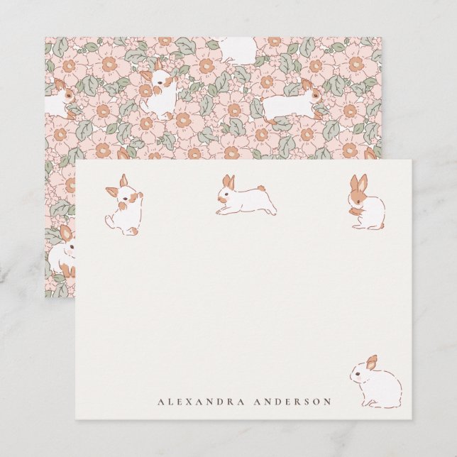 Cute Bunnies Personal Stationery Card (Front/Back)
