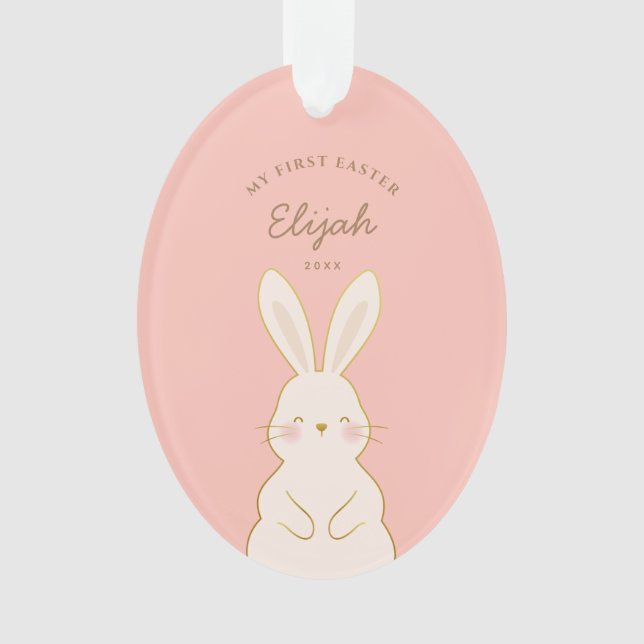 Cute Bunnies Personalised Easter Ornament (Front)