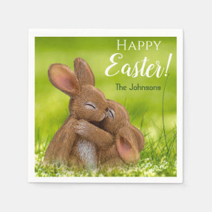 Cute Bunnies Personalised Easter Paper Napkins