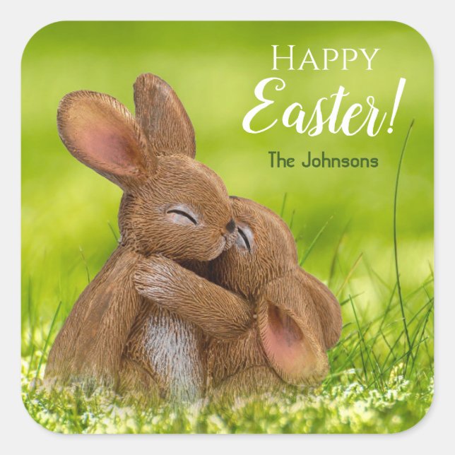 Cute Bunnies Personalised Easter Sticker Seal (Front)