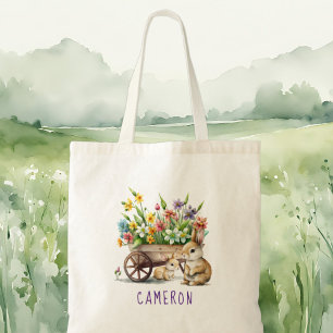Cute Bunnies Personalised Easter Tote Bag
