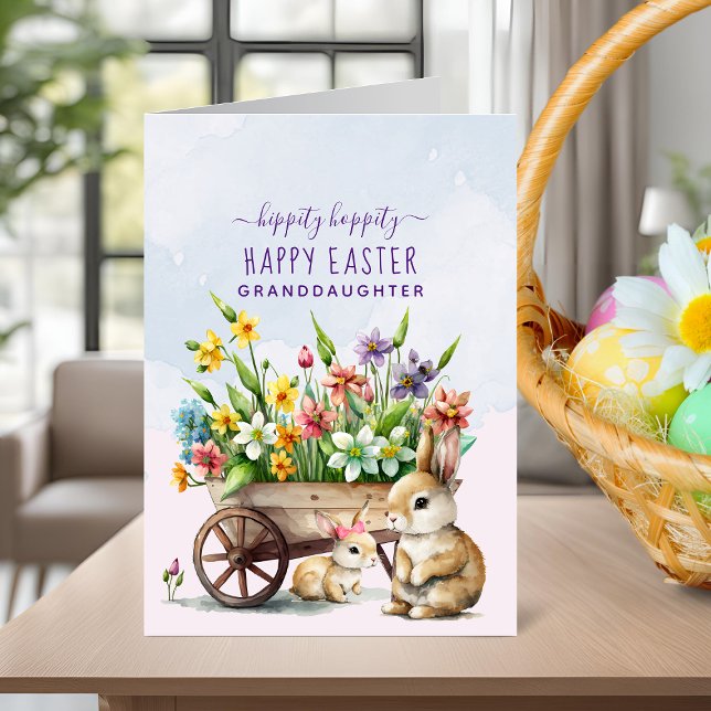 Cute Bunnies Personalised Granddaughter Easter Holiday Card (Cute Bunnies Personalized Granddaughter Easter Holiday Card)