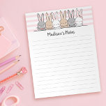 Cute Bunnies Personalised Notepad<br><div class="desc">Easily personalise this notepad with your custom name and title. The design features a bunch of cute hand-drawn cartoon bunnies.</div>