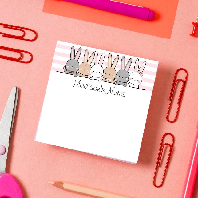 Cute Bunnies Personalised Post-it Notes (Creator Uploaded)