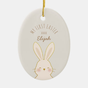 Cute Bunnies Personalized Easter Ceramic Tree Decoration