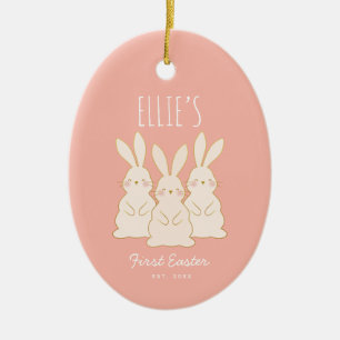 Cute Bunnies Personalized Easter  Ceramic Tree Decoration