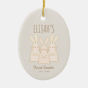 Cute Bunnies Personalized Easter  Ceramic Tree Decoration