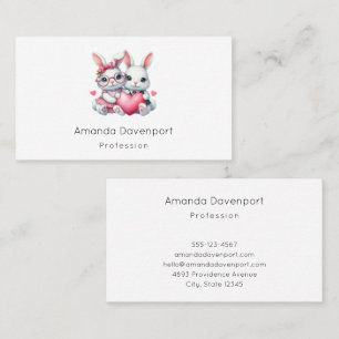 Cute Bunnies Sharing a Heart Business Card