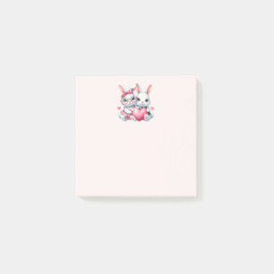 Cute Bunnies Sharing a Heart Post-it Notes