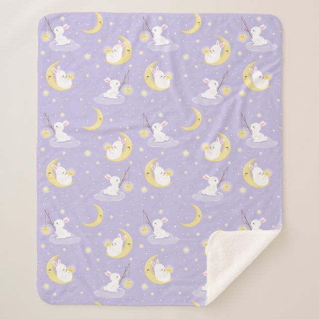 Cute Bunnies Sherpa Blanket (Front)
