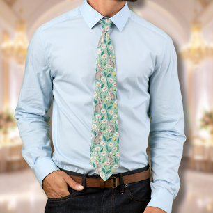 Cute Bunnies Sitting Among White Daisies Tie