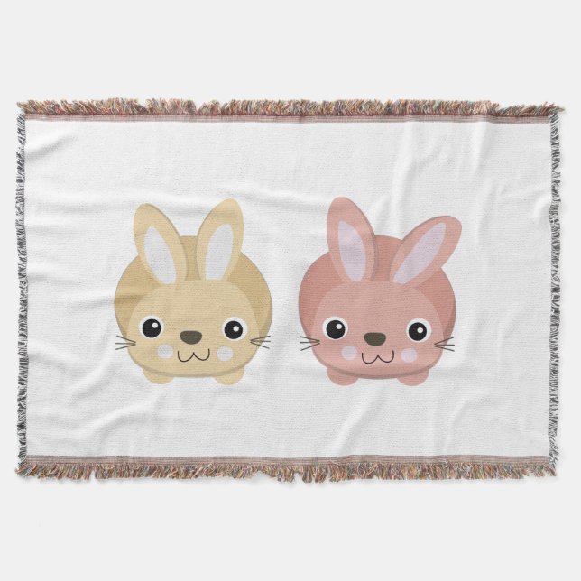 Cute Bunnies Throw Blanket (Front)