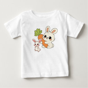 Cute Bunnies with Carrot Illustration Baby T-Shirt