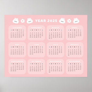 Cute Bunny 2025 Calendar Poster