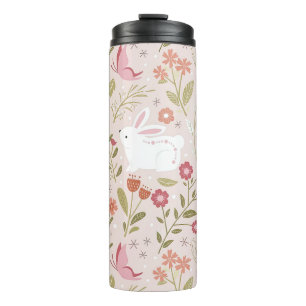 Cute Bunny and Butterfly Spring Garden Thermal Tumbler