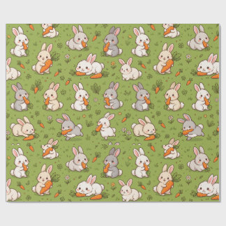 Cute Bunny and Carrot Seamless Pattern Wrapping Paper