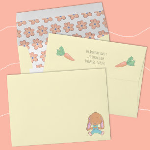 Cute Bunny and Carrots Yellow Envelope