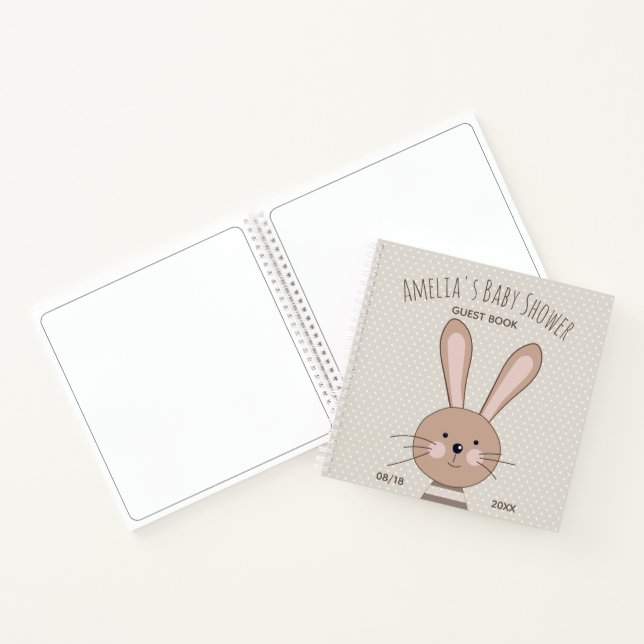 Cute Bunny and Dots Baby Shower Guest Notebook (Inside)