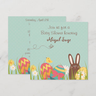 Cute Bunny and Easter Eggs Baby Shower Invitation