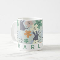 Cute Bunny and Floral Personalised Mug | Custom