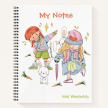 Cute Bunny and Girls My Notes EDITABLE