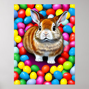 Cute Bunny and Jellybeans Poster
