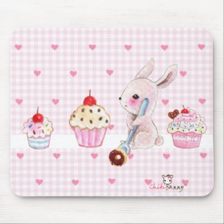 Cute bunny and kawaii cupcakes mouse mat