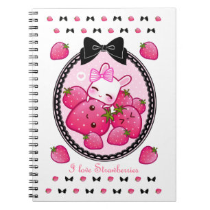 Cute bunny and kawaii strawberries notebook