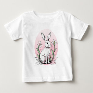 Cute Bunny and Lilies Baby T-Shirt