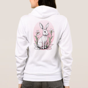 Cute Bunny and Lilies Hoodie