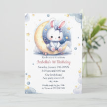 cute bunny and lovely moon birthday