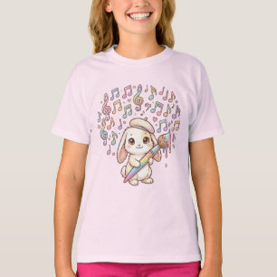 Cute Bunny Artist Kids T-Shirt – Music & Painting
