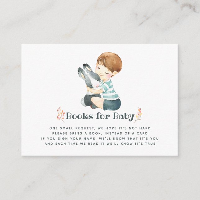 Cute Bunny Autumn - Fall Baby Shower Book Request Enclosure Card (Front)