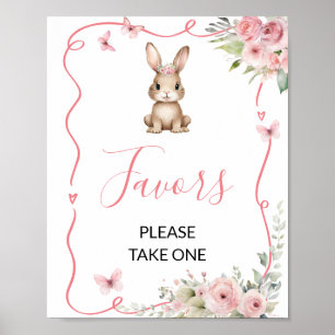 Cute Bunny Baby Shower Girl Favors Poster