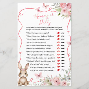 Cute Bunny Baby Shower Girl Mommy or Daddy Game