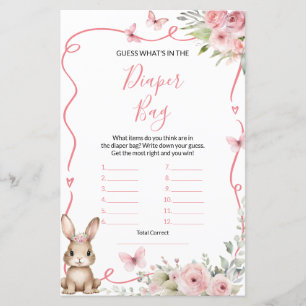 Cute Bunny Baby Shower Girl What's in Diaper Bag